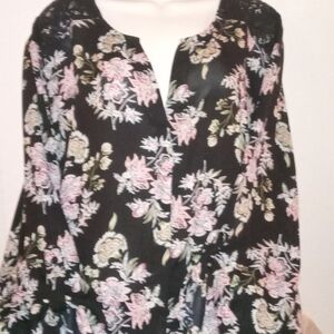 Floral Black Blouse Plus Size 3x
